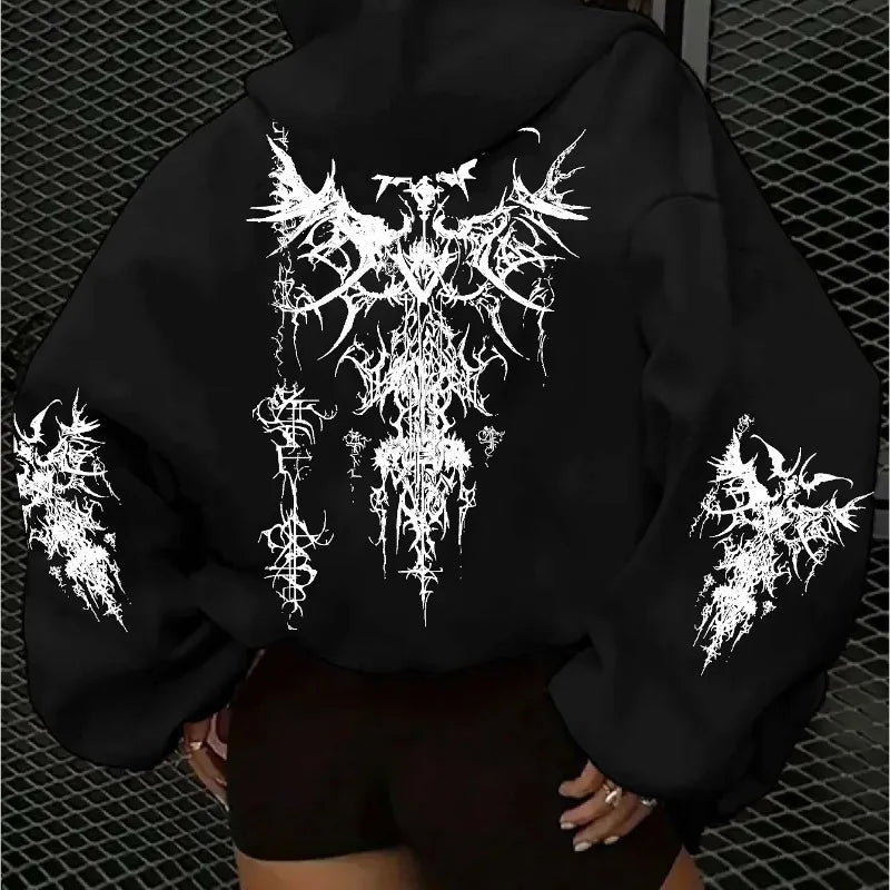 American Gothic women's hoodie by LadyShow.Store featuring casual, fashionable streetwear design suitable for autumn and winter.