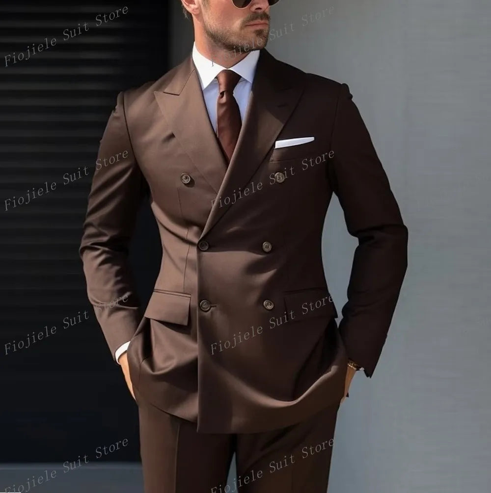 Men Business Formal Occasion Tuxedos Suit 2 Piece Set Blazer Pants