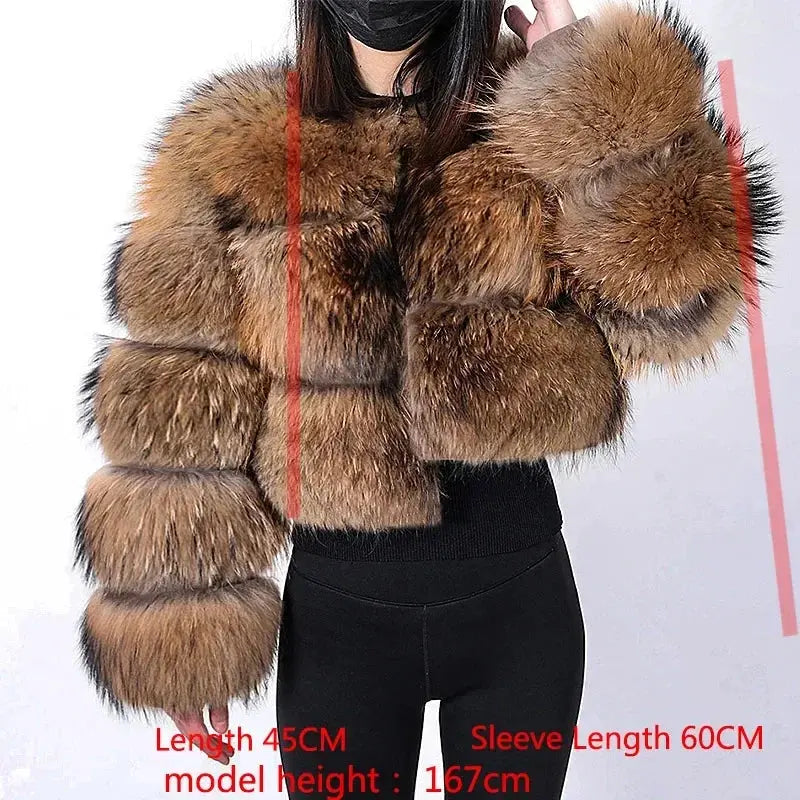 MAOMAOKONG Super Hot Winter Women Luxury Thick Real Raccoon Fur Coat Natural Fox Fur Jacket Plus Size Furry Jackets Female Vest ZITA LA BELLE ÉLITE