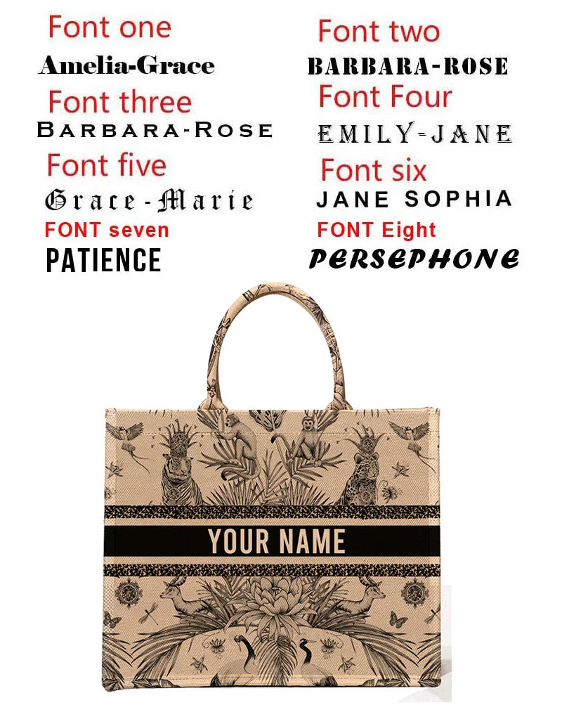 Personalized custom women's tote bag, canvas printed handbag, large capacity beach bag