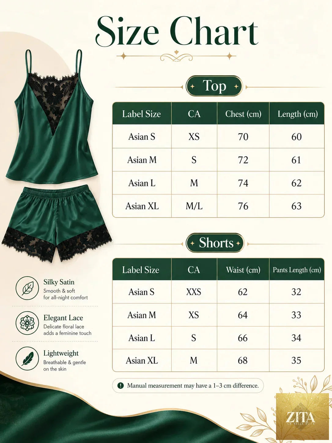 Women's Satin Camisole Shorts Set, Lace Trim Cami Top and Shorts, Silky Spring Summer Sleepwear Loungewear Pajama