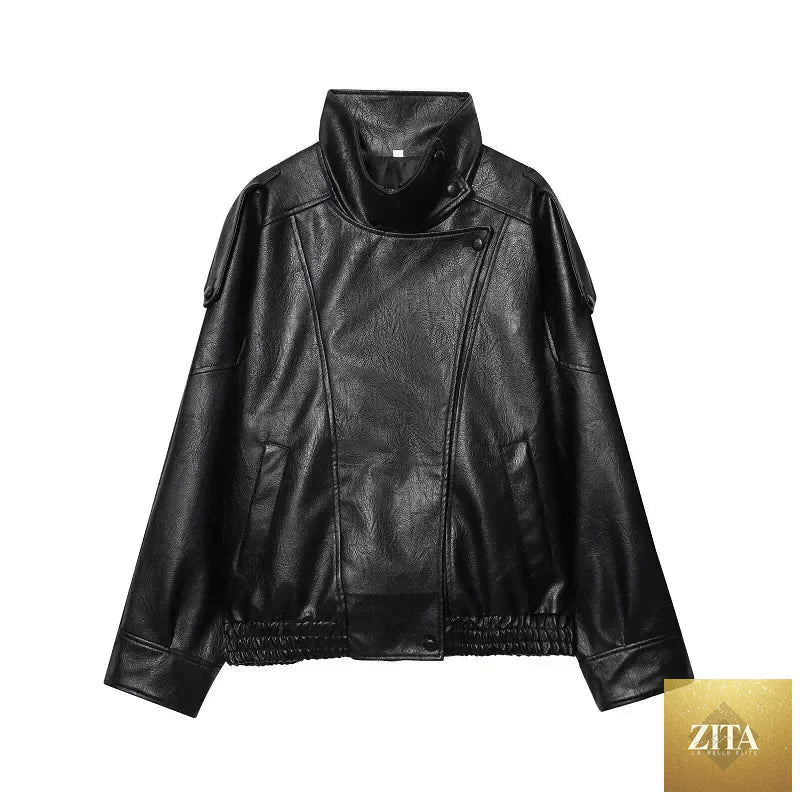 MUJER Faux Leather Jackets for Women Oversize Women's Bomber Jacket Fashion Winter Womens Coats Outerwears Demi-season Jackets