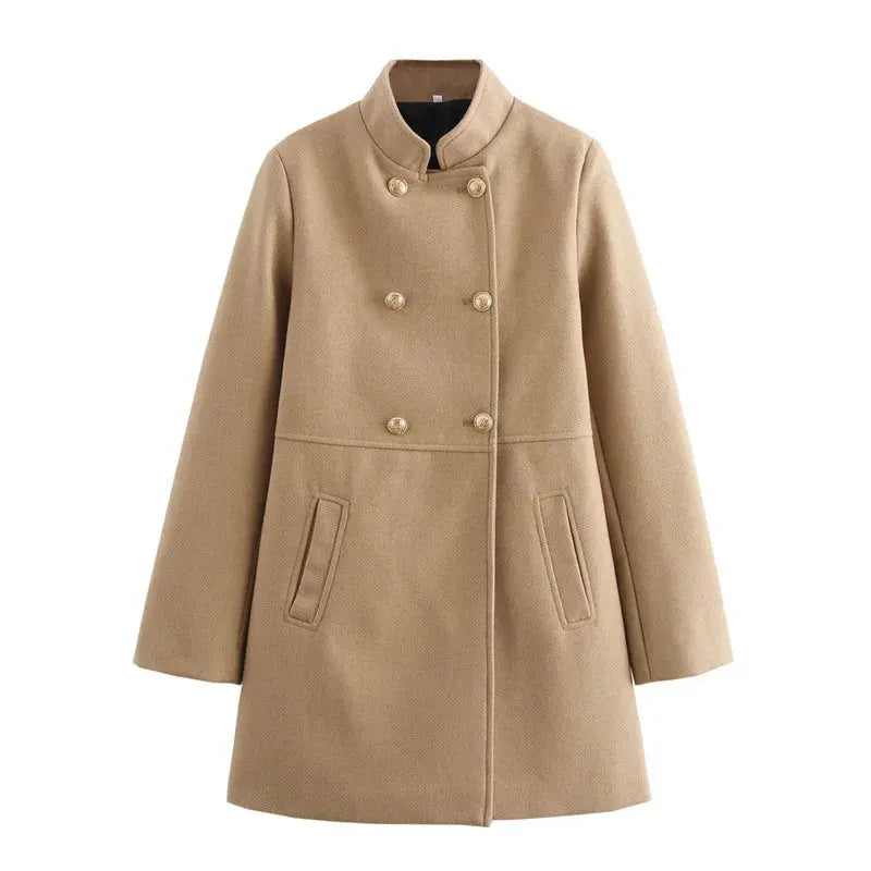 Winter Coat For Women 2024 Solid Lapel Double Breasted Long Cardigan Top Female Pokcet Streetwear Woman New In OuterCoat ZITA LA BELLE ÉLITE