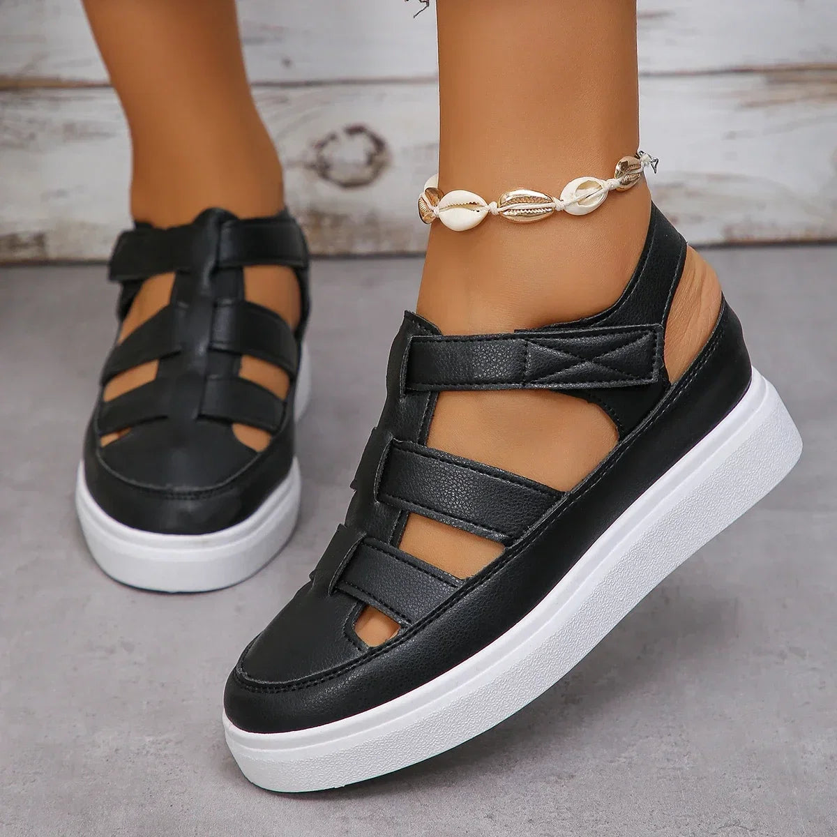 Women’s summer wedge sandals with hollow-out gladiator design, breathable thick sole, and platform heels by LadyShow.Store.