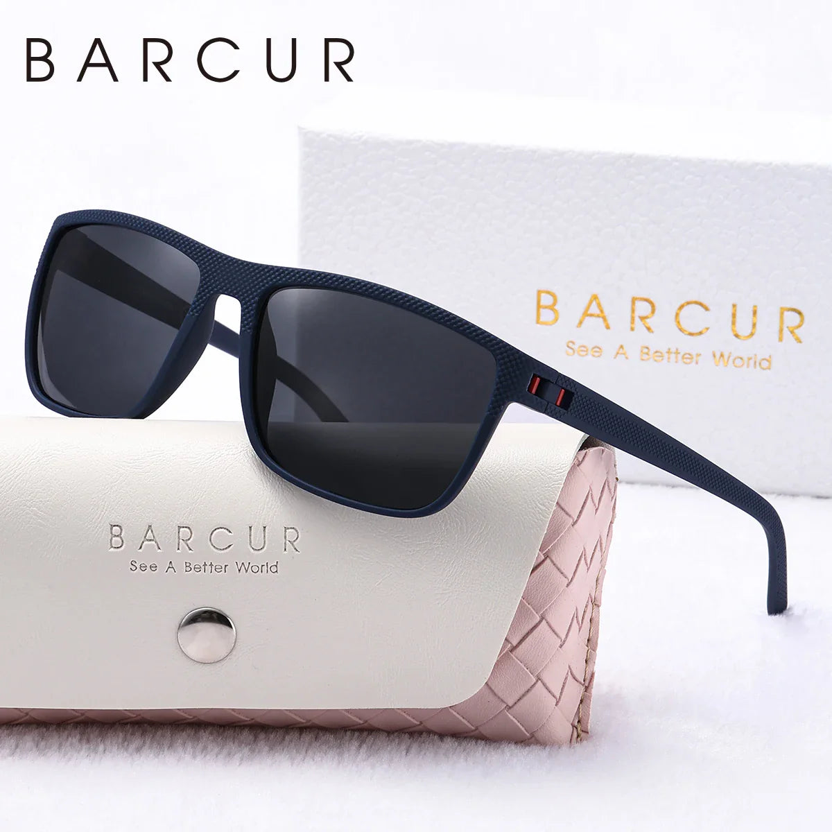 Stevvex BARCUR trendy white and pink polarized sunglasses for women, lightweight square PC eyewear with UVA and UVB protection.
