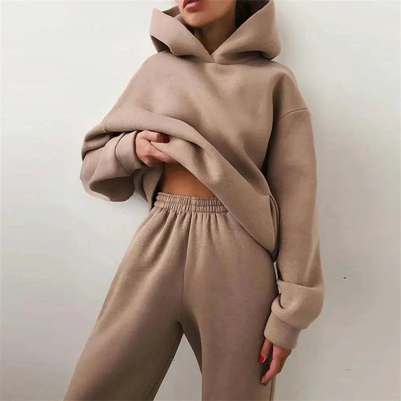 Women's Tracksuit Suit Autumn Fashion Warm Hoodie Sweatshirts Two Pieces Oversized Solid Casual Hoody Pullovers Long Pant Sets ZITA LA BELLE ÉLITE