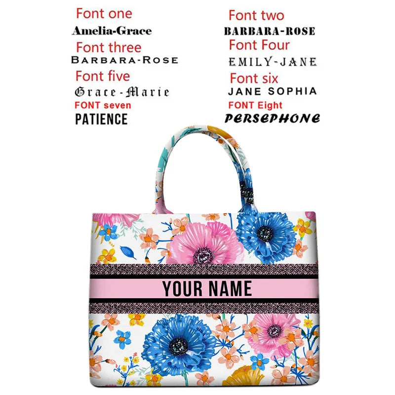 Personalized custom women's tote bag, canvas printed handbag, large capacity beach bag