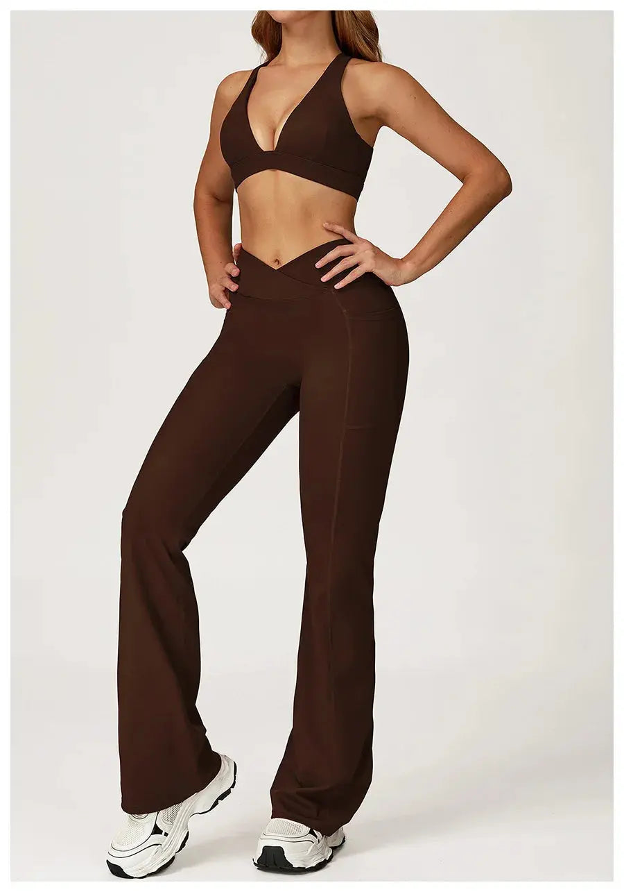 Yoga Set 2 Pieces Workout Outfits Fitness Sportswear Gym Tracksuit High Waist Leggings Sports Vest Athletic Wear Women Clothes ZITA LA BELLE ÉLITE