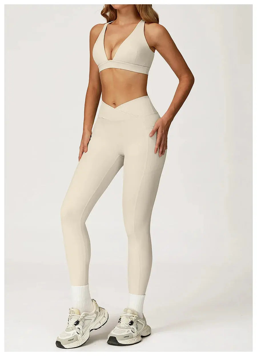 Yoga Set 2 Pieces Workout Outfits Fitness Sportswear Gym Tracksuit High Waist Leggings Sports Vest Athletic Wear Women Clothes ZITA LA BELLE ÉLITE