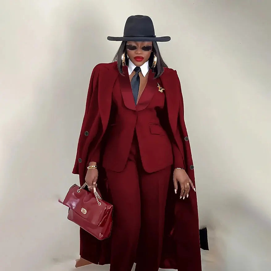 Modern Women's Suit New 3 Piece Pants Sets Blazer+Trousers+Overcoat Office Commute Elegant Style Banquet Dinner Formal Wear ZITA LA BELLE ÉLITE