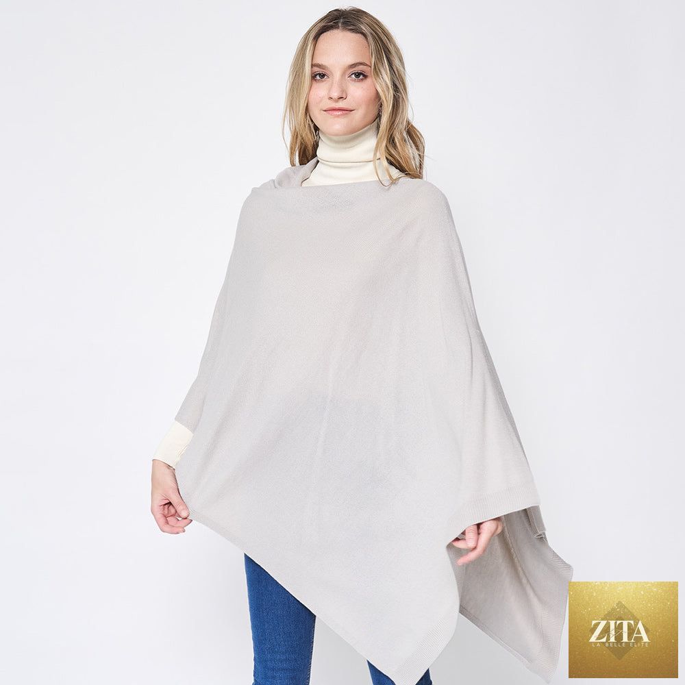 Solid Scarf Poncho
