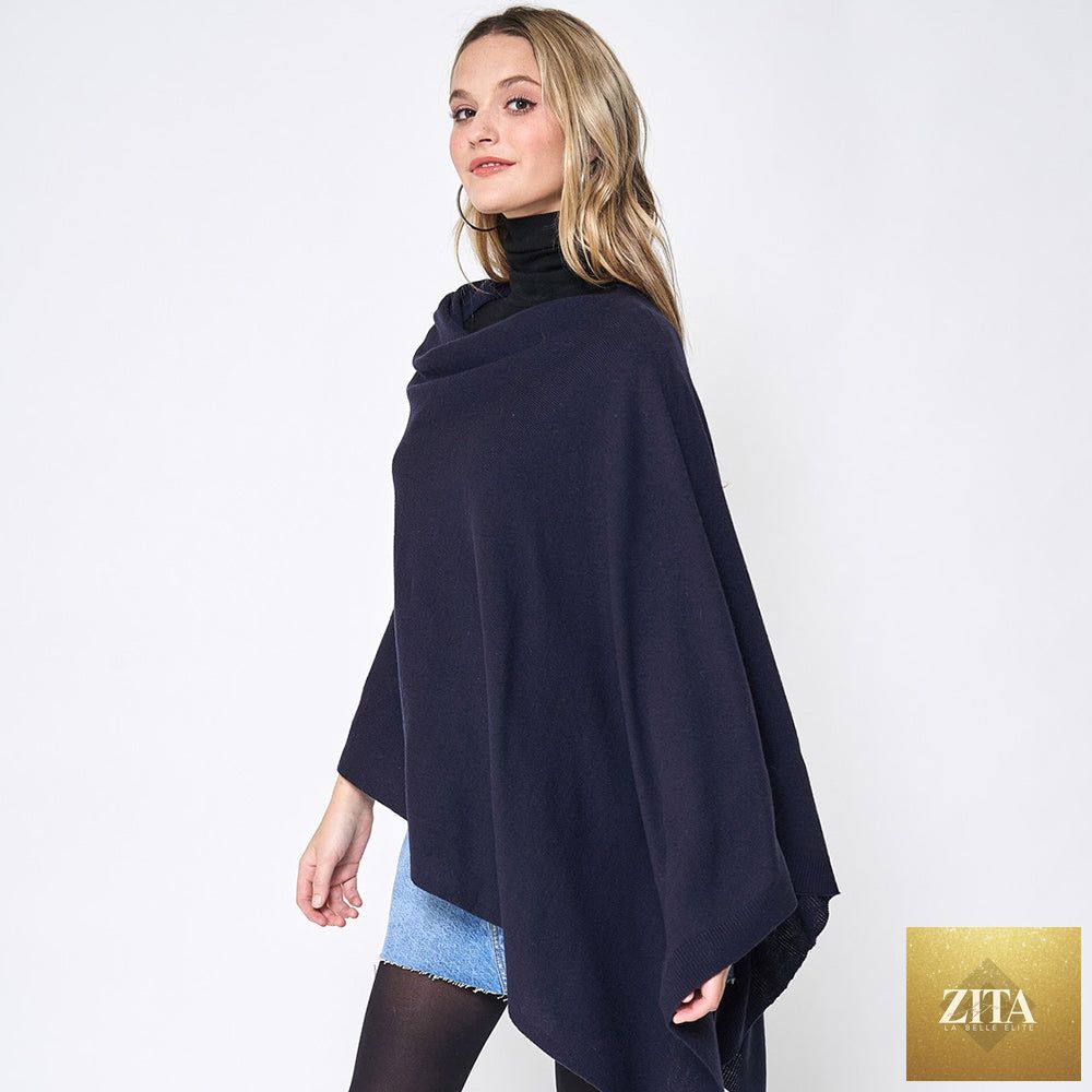 Solid Scarf Poncho