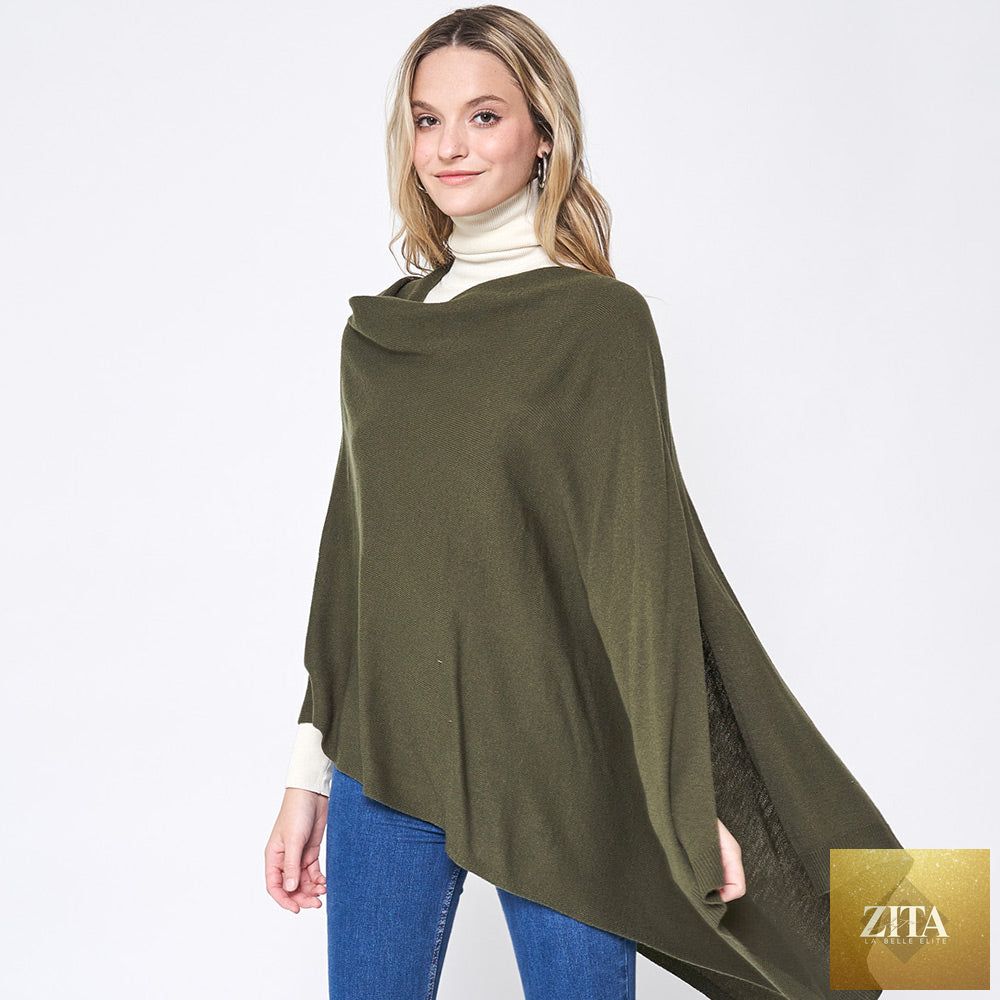 Solid Scarf Poncho