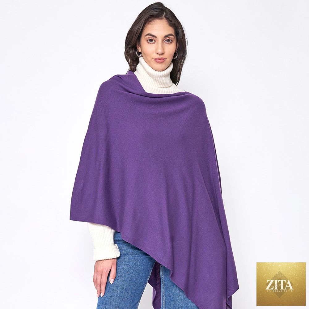 Solid Scarf Poncho