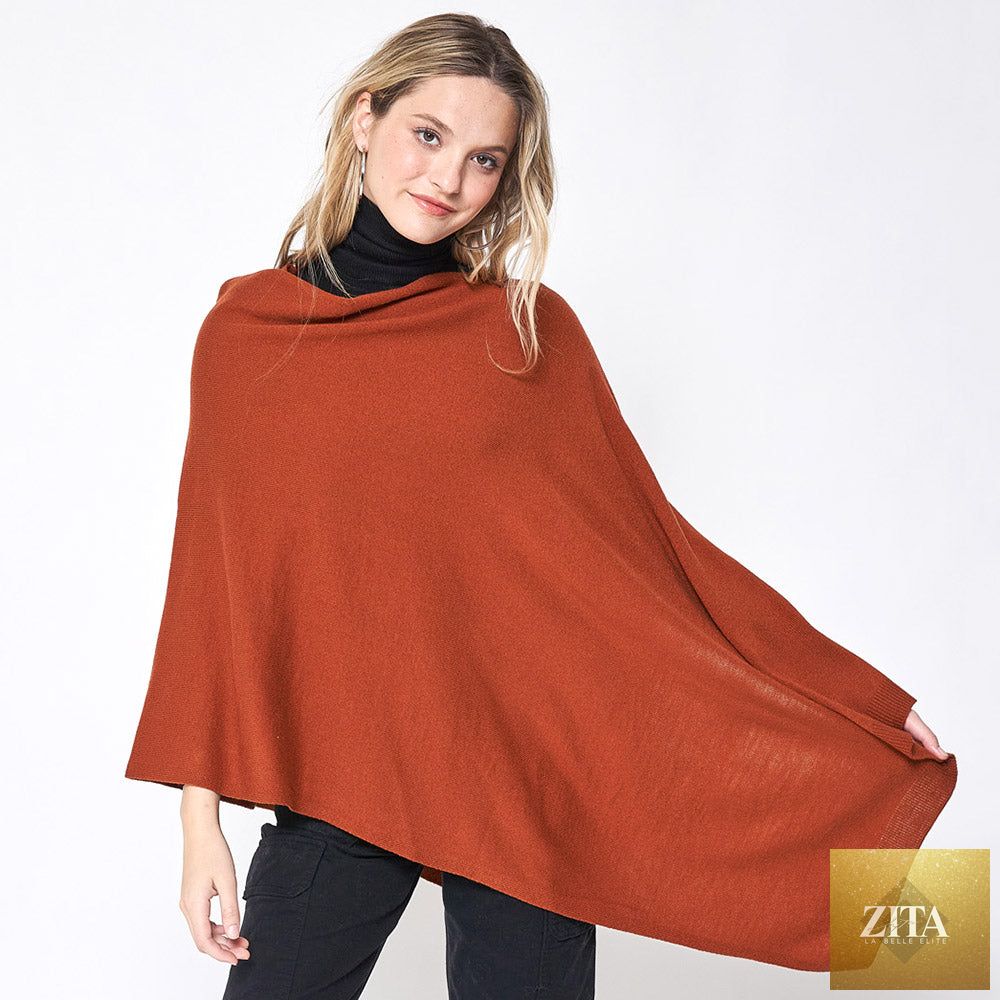 Solid Scarf Poncho