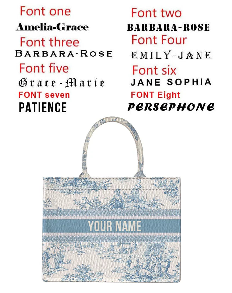 Personalized custom women's tote bag, canvas printed handbag, large capacity beach bag