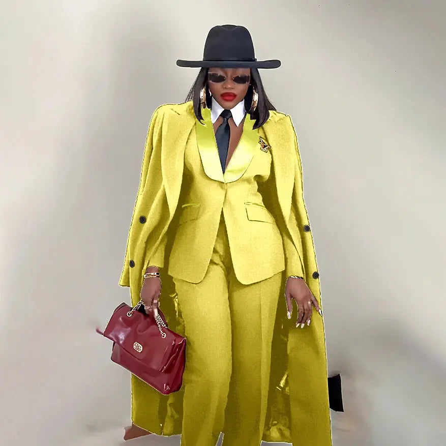 Modern Women's Suit New 3 Piece Pants Sets Blazer+Trousers+Overcoat Office Commute Elegant Style Banquet Dinner Formal Wear ZITA LA BELLE ÉLITE