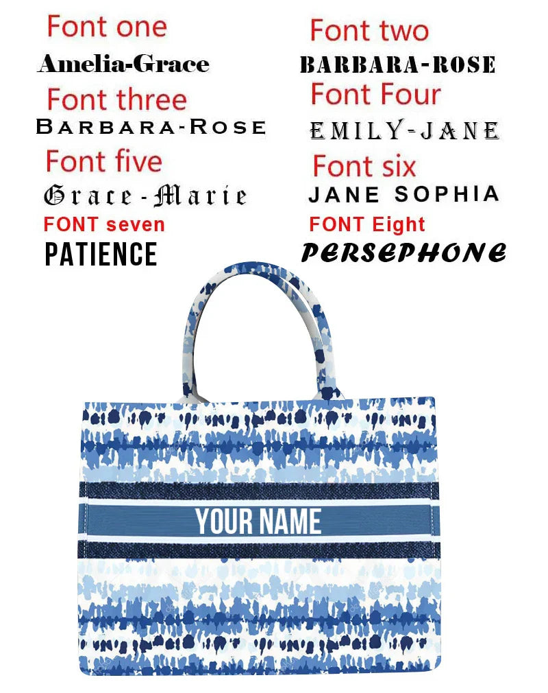 Personalized custom women's tote bag, canvas printed handbag, large capacity beach bag