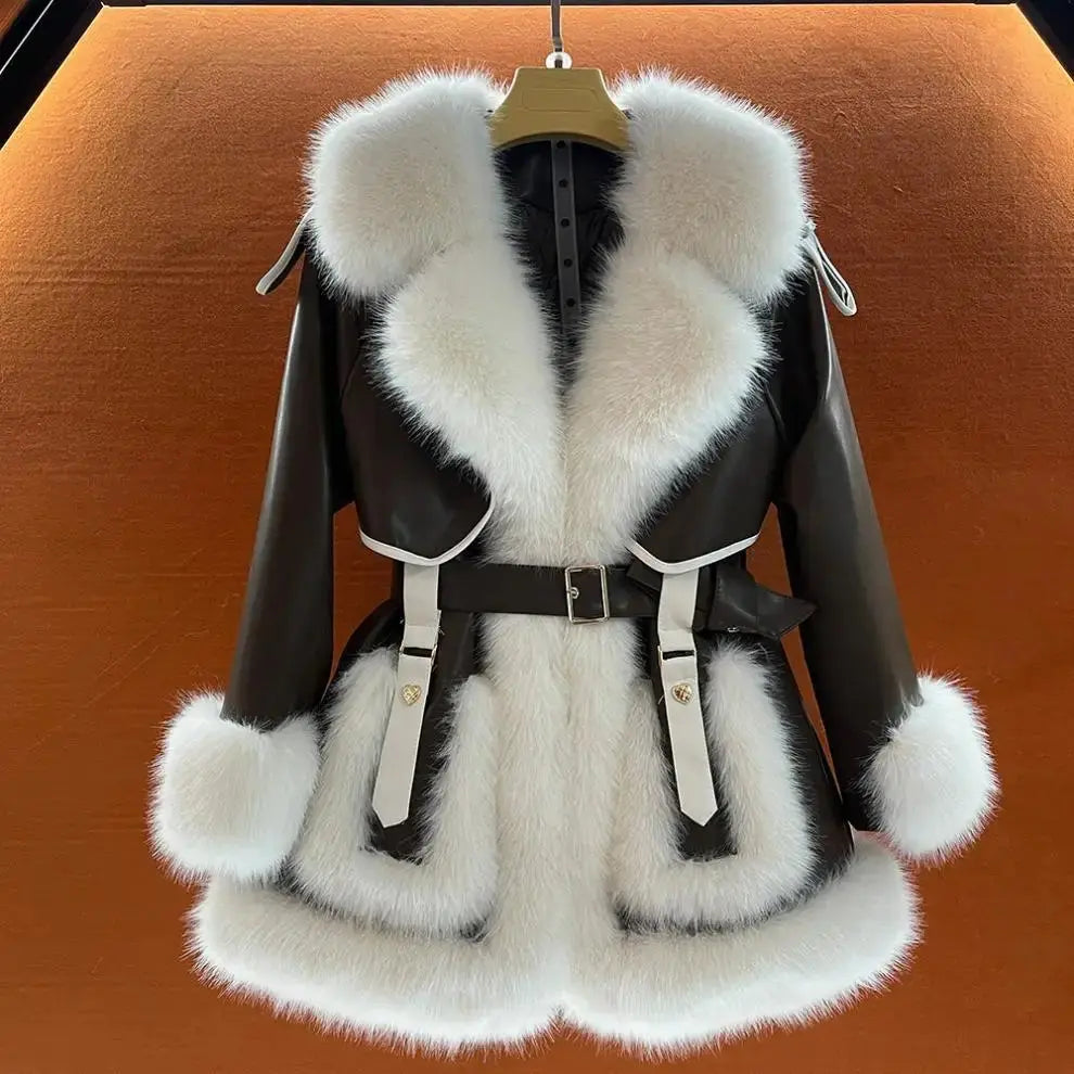 Ladies 2025 Winter Fake Fox Fur Coat Medium Long Sleeve Fluffy Teddy Jacket Women's New Warm Thicken Lined Luxury Casual Outwear ZITA LA BELLE ÉLITE