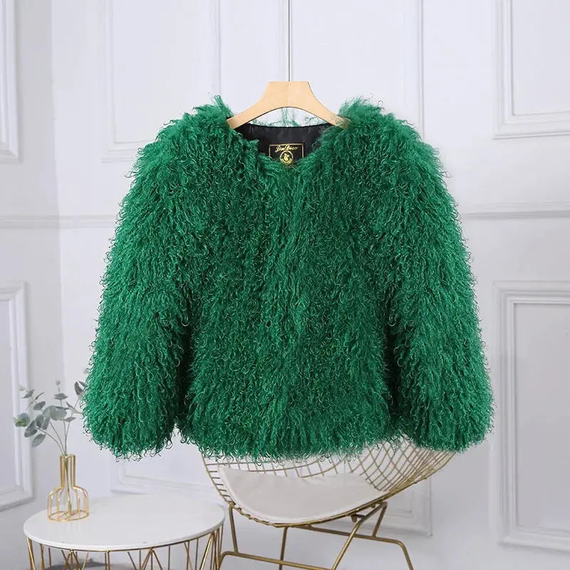 TARUXY Fashion Luxury Cropped Faux Fur Coat Women's Winter 2025 Ins Hot Fluffy Short Faux Fur Jacket Street Style Warm Outwear ZITA LA BELLE ÉLITE