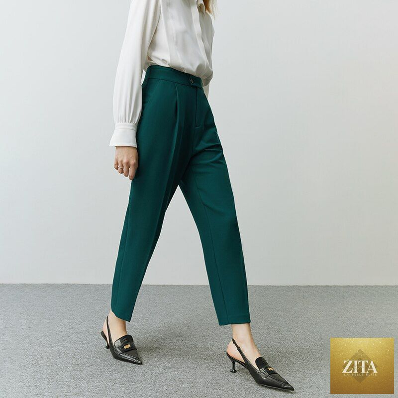 Tapered nine-point women’s casual pants by nowadaysfashion, straight loose fit, versatile suit pants for everyday wear