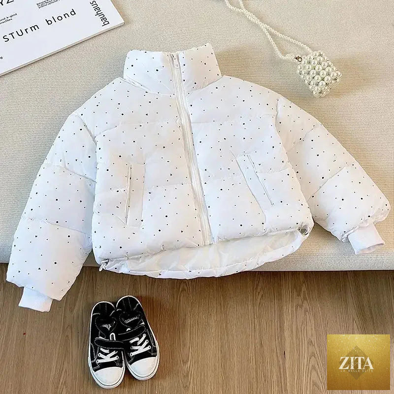 2025 Winter Girls Rhinestone Puffer Jacket Korean Star-Studded Fashion Coat Glitter Zip-Up Quilted Down Jacket