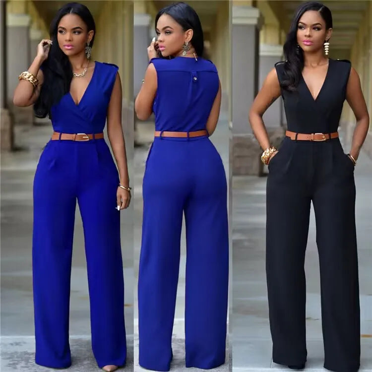 Women's fashion jumpsuits pants Free Belt combination