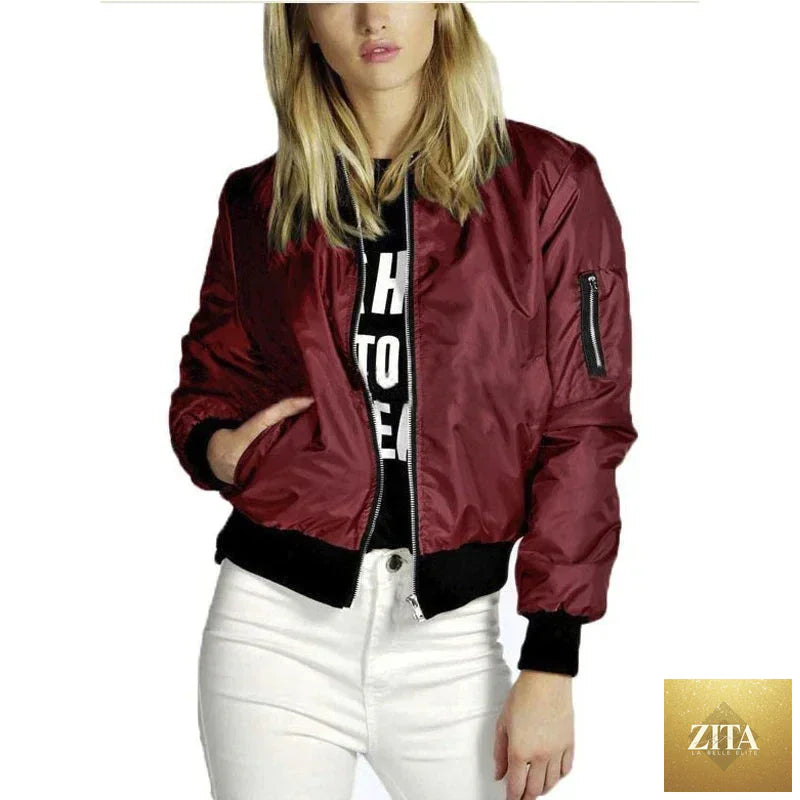 Autumn New Short Jackets for Women Vintage High Street O-neck Bomber Jacket Female Fashion Zipper Long Sleeve Coat Woman