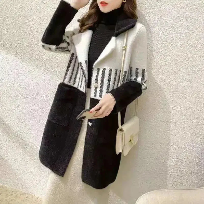 Women Imitation Mink Velvet Overcoat NEW Autumn Winter Female Coat Jacket Women's Korean Simple Long Mink Windbreaker ZITA LA BELLE ÉLITE