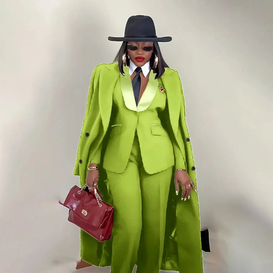 Modern Women's Suit New 3 Piece Pants Sets Blazer+Trousers+Overcoat Office Commute Elegant Style Banquet Dinner Formal Wear ZITA LA BELLE ÉLITE