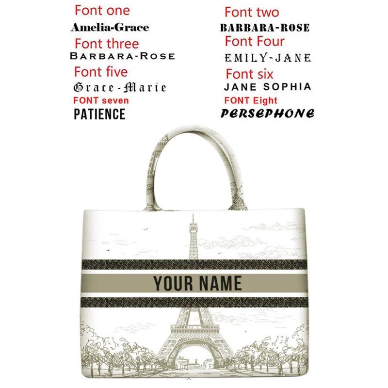Personalized custom women's tote bag, canvas printed handbag, large capacity beach bag