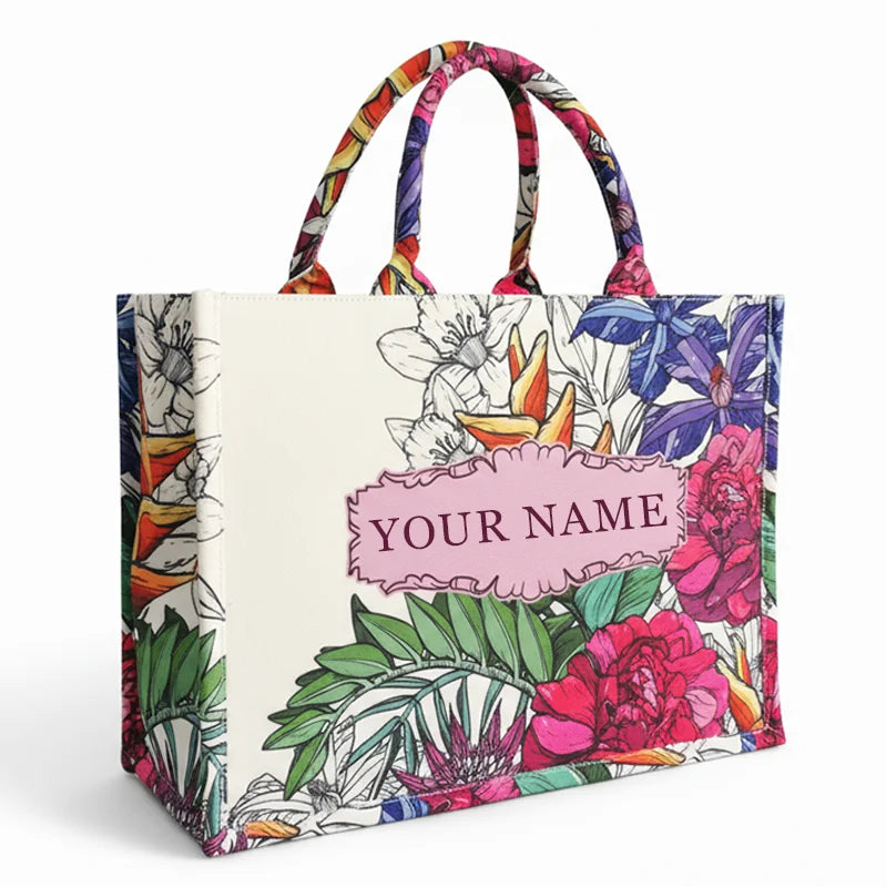 Personalized custom women's tote bag, canvas printed handbag, large capacity beach bag