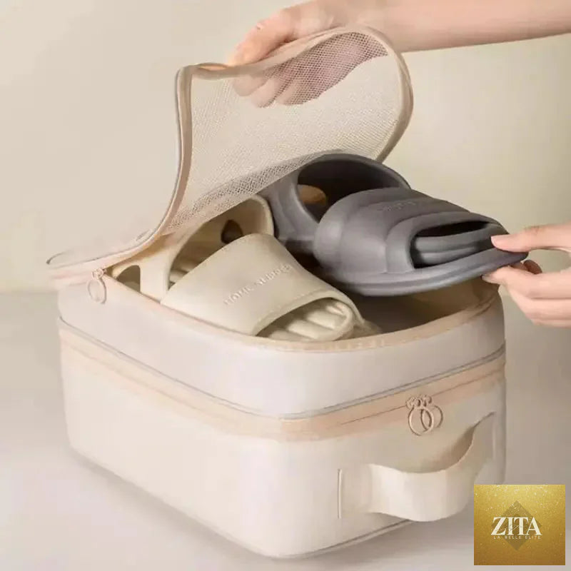 Travel Shoe Bag Storage Bag Washed Diagonal Breathable Mesh Multiple Pairs of Shoes Portable Shoe Box for Business Trips