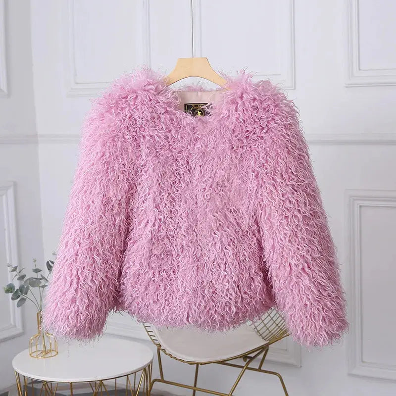 TARUXY Fashion Luxury Cropped Faux Fur Coat Women's Winter 2025 Ins Hot Fluffy Short Faux Fur Jacket Street Style Warm Outwear ZITA LA BELLE ÉLITE