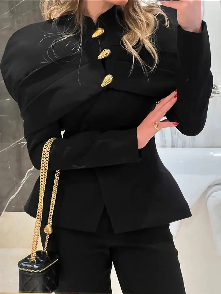 MoaaYina Winter Gray Black Coat With Grid Pattern And Double Breasted Lace Up Coat With Fungus Edge S-4XL ZITA LA BELLE ÉLITE