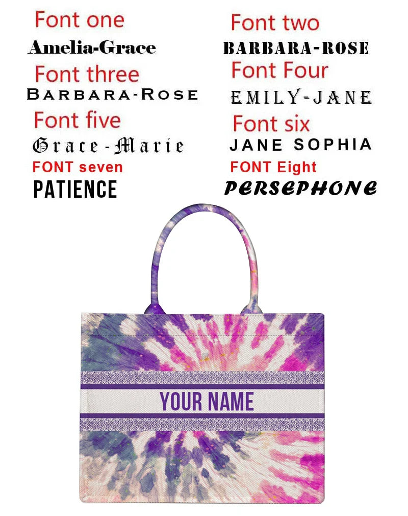 Personalized custom women's tote bag, canvas printed handbag, large capacity beach bag