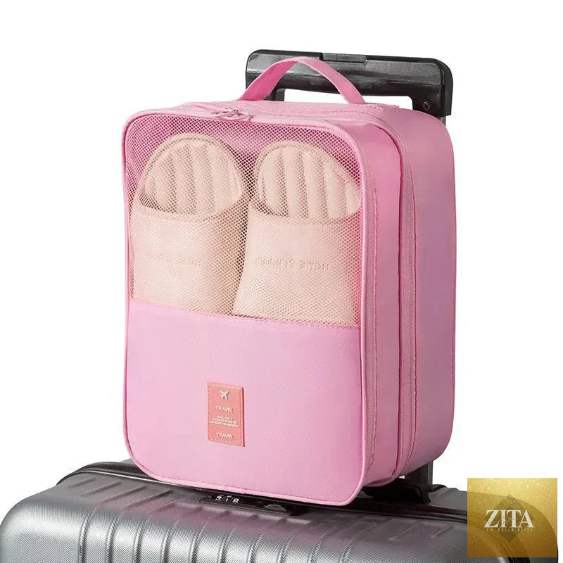 Travel Shoe Bag Storage Bag Washed Diagonal Breathable Mesh Multiple Pairs of Shoes Portable Shoe Box for Business Trips