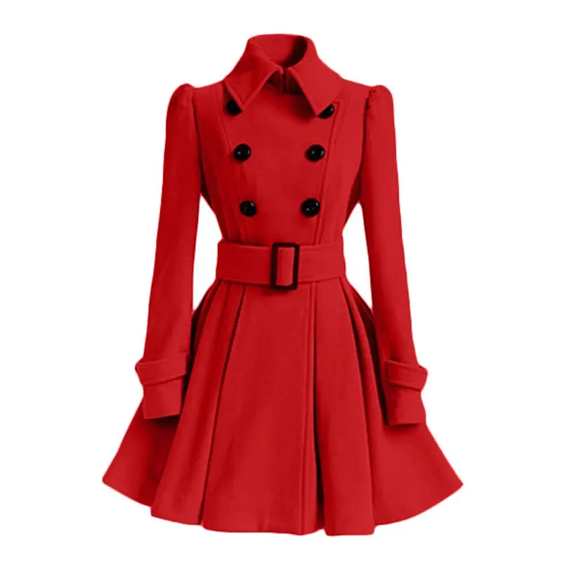 Women Vintage Double Breasted Coats Classic Long Trench With Belt Office Lady Female Autumn Winter Woolen Tops Slim Overcoat ZITA LA BELLE ÉLITE