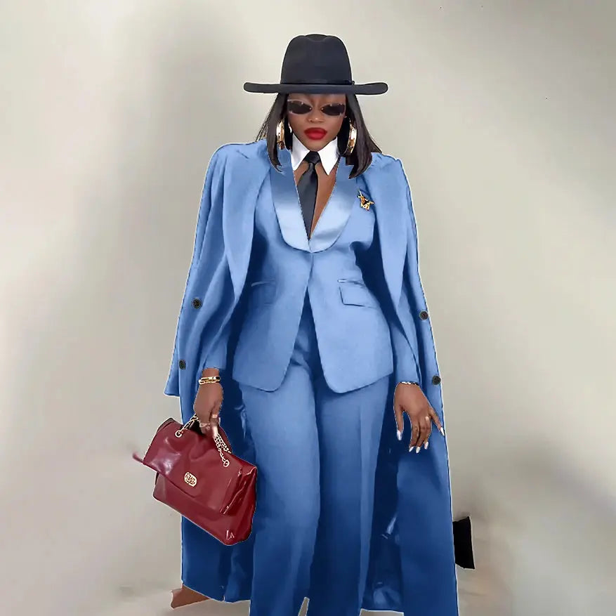 Modern Women's Suit New 3 Piece Pants Sets Blazer+Trousers+Overcoat Office Commute Elegant Style Banquet Dinner Formal Wear ZITA LA BELLE ÉLITE