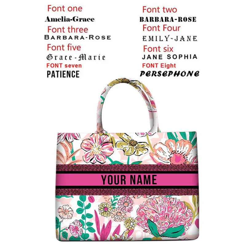 Personalized custom women's tote bag, canvas printed handbag, large capacity beach bag