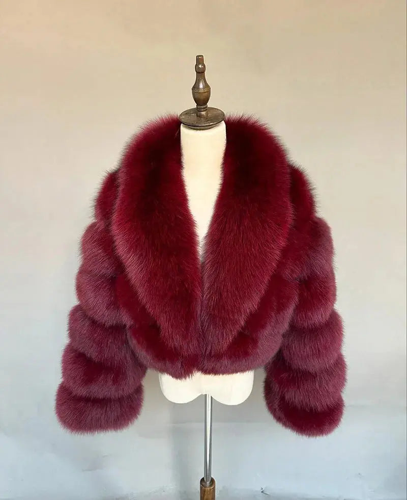 ZADORIN Luxury Big Collar Spliced Cropped Faux Fur Coat Woman Clothing Thicken Furry Faux Fur Jacket Winter Fur Coats Top Mujer ZITA LA BELLE ÉLITE