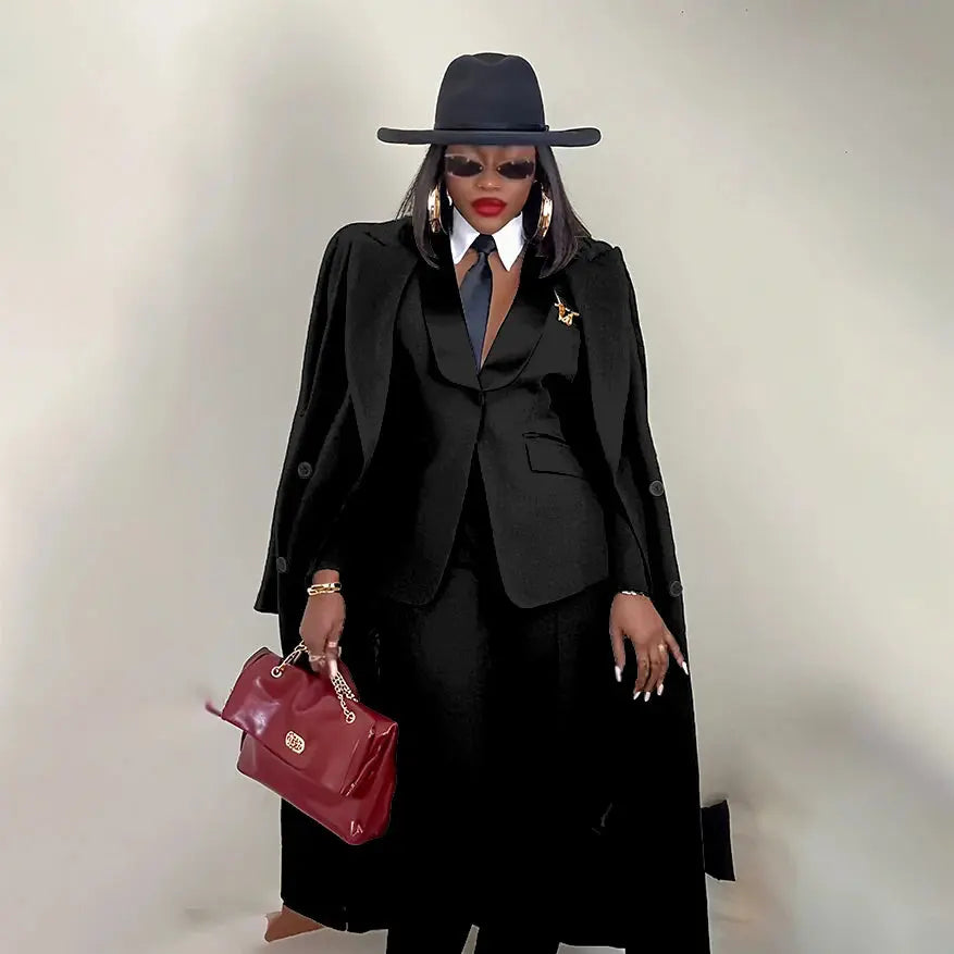 Modern Women's Suit New 3 Piece Pants Sets Blazer+Trousers+Overcoat Office Commute Elegant Style Banquet Dinner Formal Wear ZITA LA BELLE ÉLITE