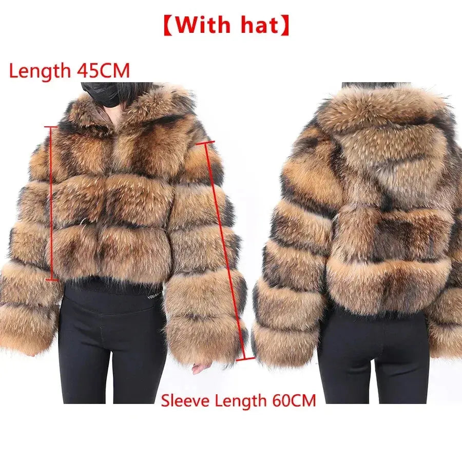 MAOMAOKONG Super Hot Winter Women Luxury Thick Real Raccoon Fur Coat Natural Fox Fur Jacket Plus Size Furry Jackets Female Vest ZITA LA BELLE ÉLITE