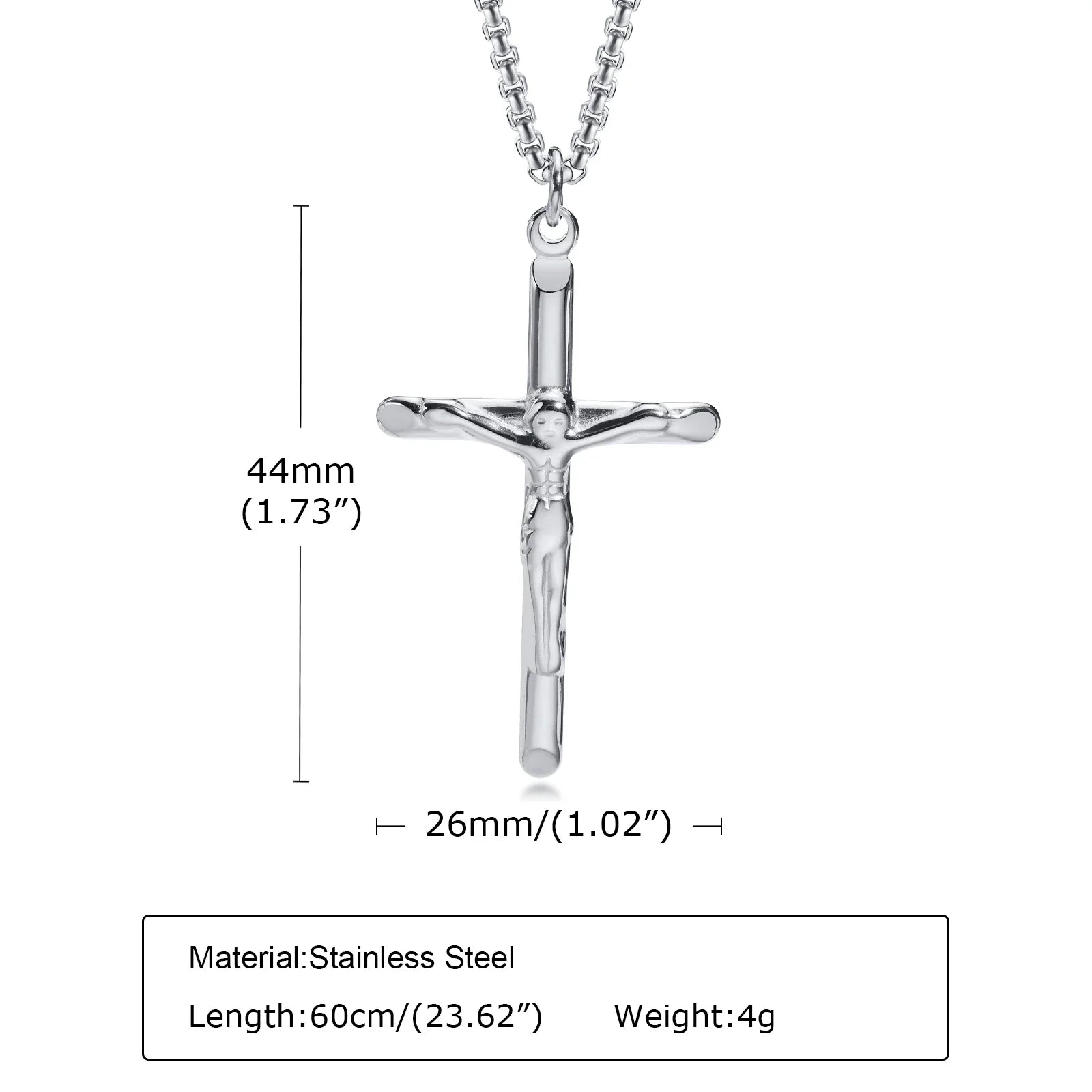 Stainless steel Catholic cross necklace with Jesus pendant in gold color, faith jewelry for men and women, church prayer accessory