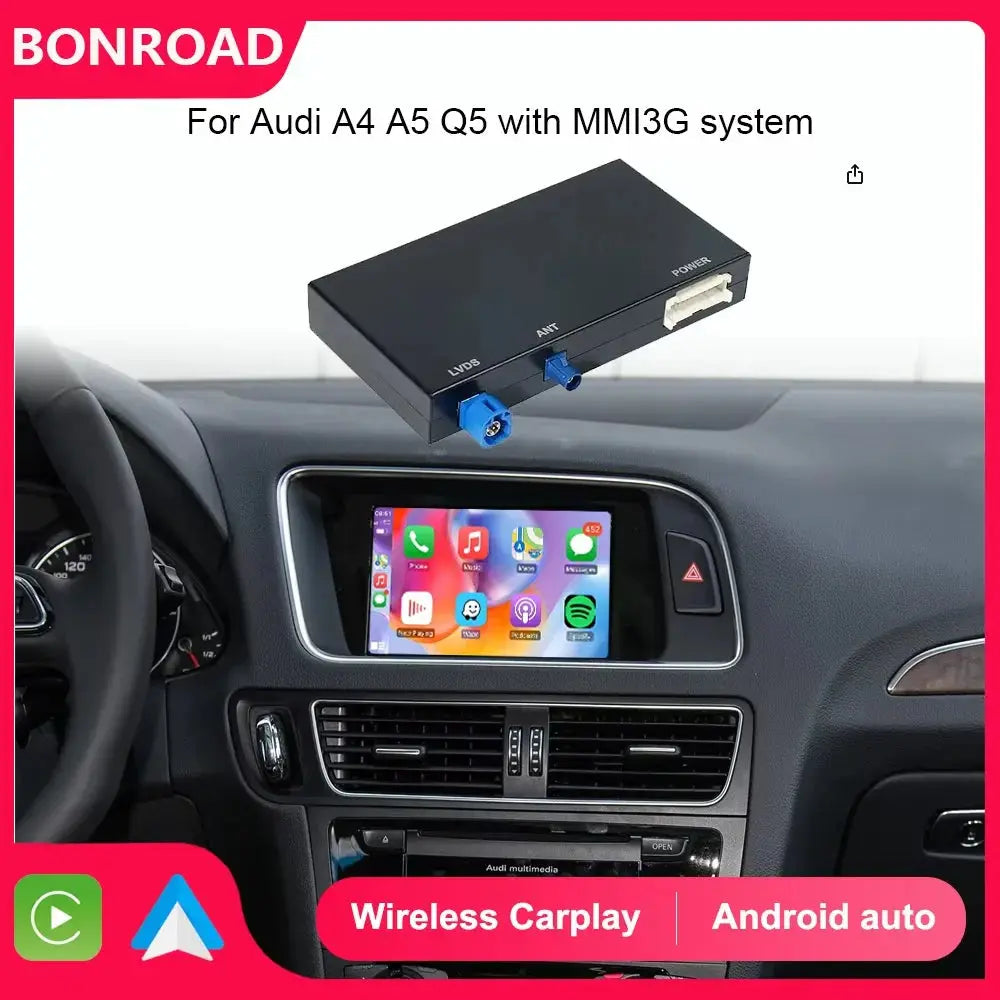 BONROAD Wireless CarPlay Android Auto Interface Adapter for Audi A4 B8 A5 Q5 2009-2015 with AirPlay Mirror Link Bluetooth ZITA LA BELLE ÉLITE