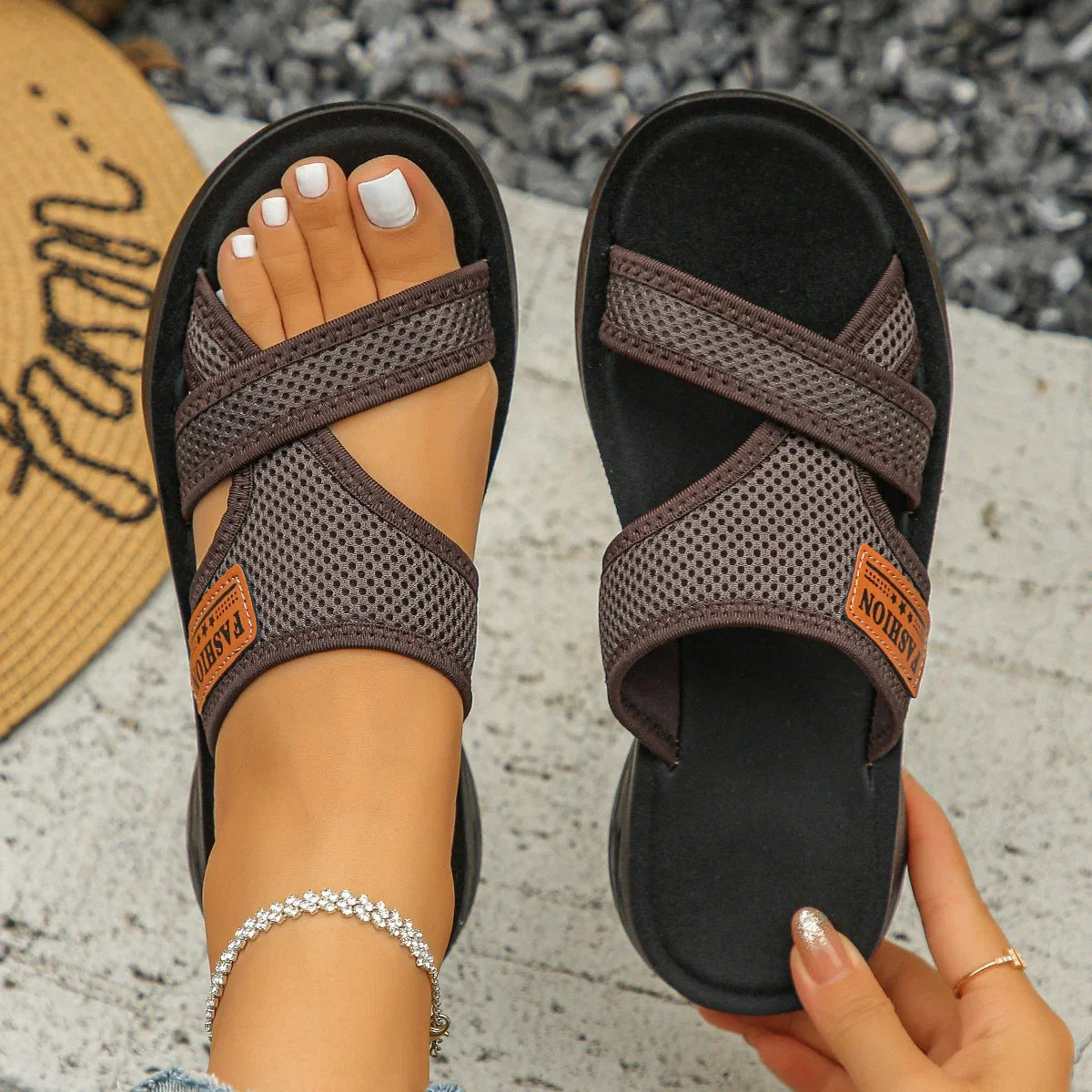 Lightweight women's flat summer slippers with soft soles, versatile beach slides, casual outdoor shoes by LadyShow.Store.