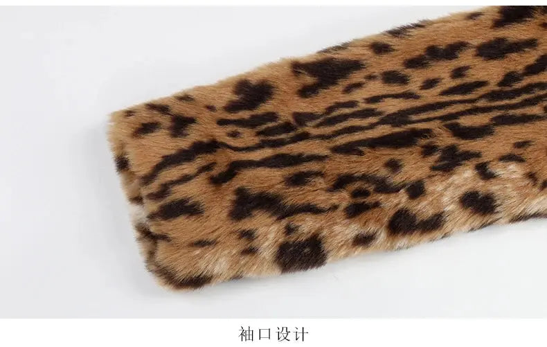 Nerazzurri Winter Long Loose Luxury Thick Warm Soft Fluffy Leopard Print Faux Fur Coat Women Lapel Runway European Fashion 2022 ZITA LA BELLE ÉLITE