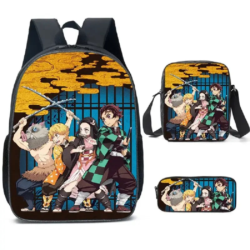 Demon Slayer Backpack: Nezuko 3-Piece Schoolbag Set