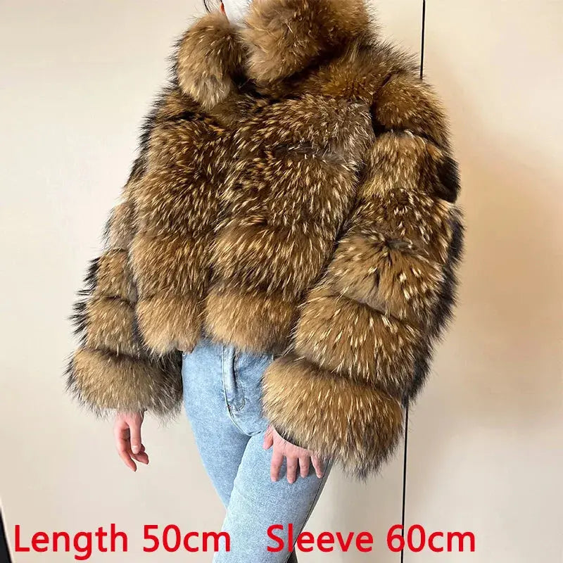 MAOMAOKONG Super Hot Winter Women Luxury Thick Real Raccoon Fur Coat Natural Fox Fur Jacket Plus Size Furry Jackets Female Vest ZITA LA BELLE ÉLITE