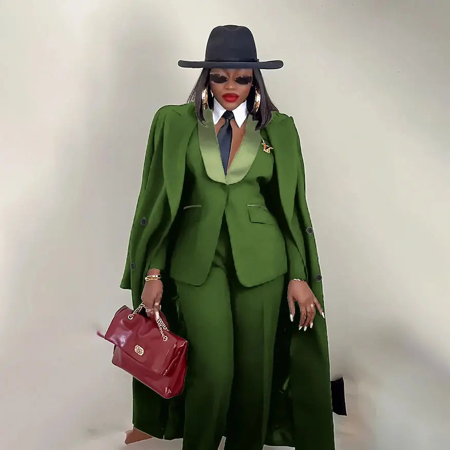 Modern Women's Suit New 3 Piece Pants Sets Blazer+Trousers+Overcoat Office Commute Elegant Style Banquet Dinner Formal Wear ZITA LA BELLE ÉLITE